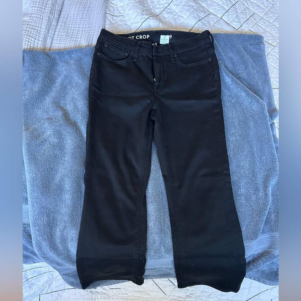 J.Crew 9in Demi-Boot Crop Jean in Stay Black Wash (29)